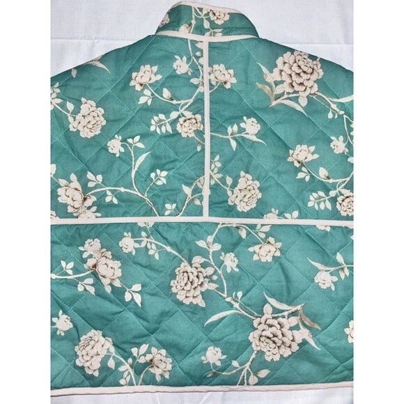 7 FOR ALL MANKIND Quilted Crop Floral Print Jacket Jade Green Size M - Picture 5 of 5